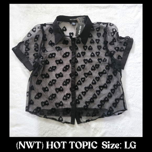 Hot Topic Tops - (NWT) HOT TOPIC/Size: L/ Sheer Planchette Top